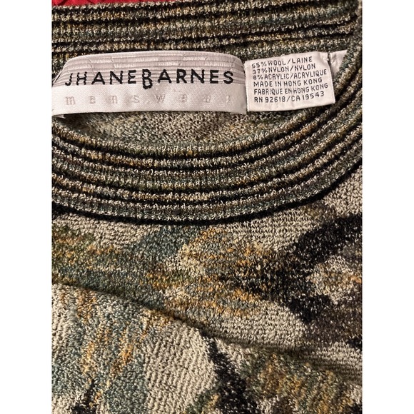 Jhane Barnes Vintage Men's Sweater Geometric Long Sleeve Multicolor Large - Picture 3 of 4